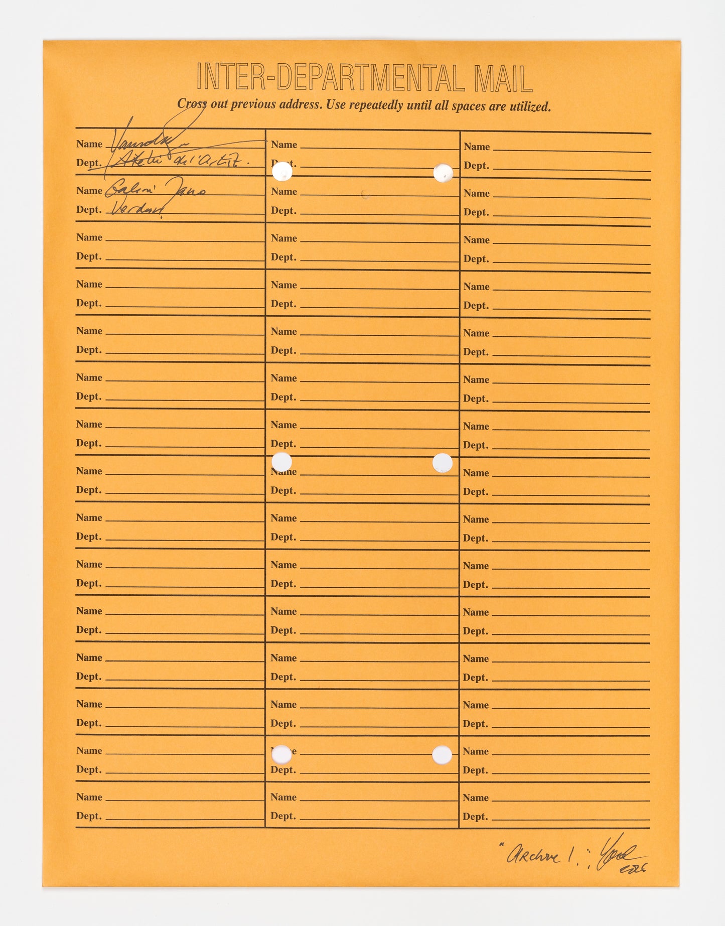 Archives no. 1 to Archive no. 6